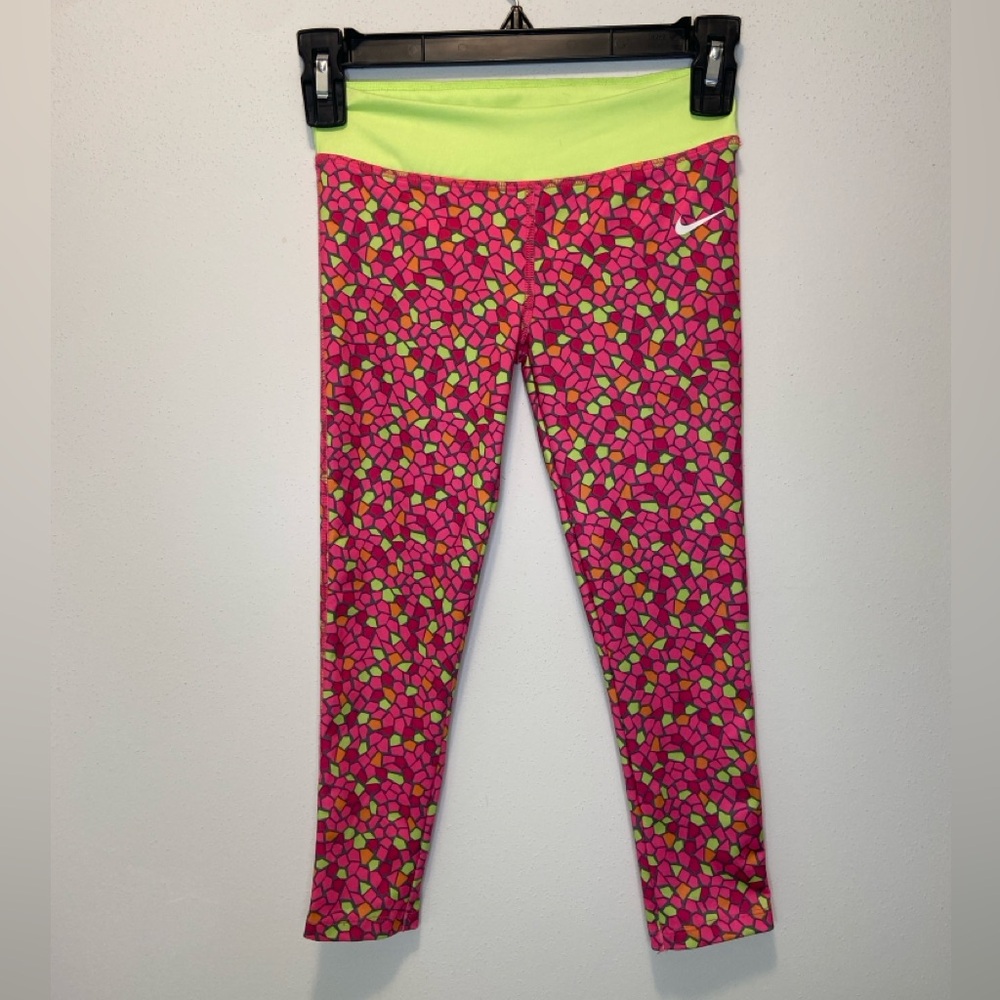Nike Kids Vibrant Pink and Lime Leggings